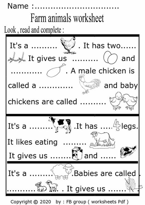 Farm Animal Worksheet, Farm Animals Worksheet, Farm Worksheet, Animals Worksheet, Movie Worksheet, Making Sentences, Animal Body Parts, Kindergarten Reading Worksheets, Family Tree Chart