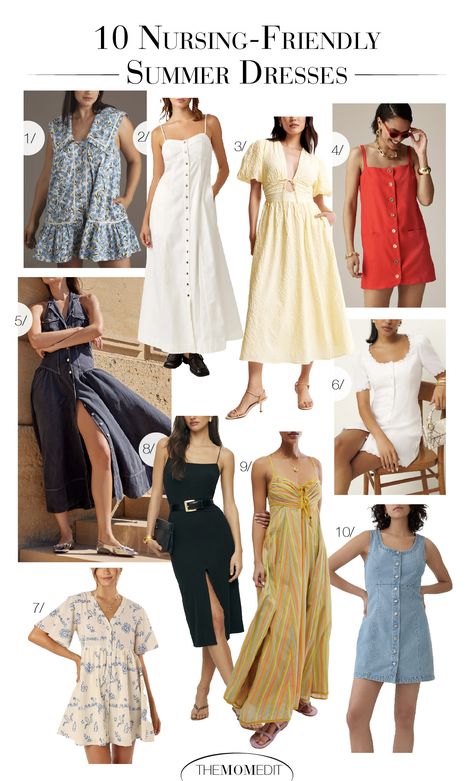 Since it's summer, a lot of us just want to live in pretty dresses. But this time around, we did a roundup for nursing-friendly dresses. | #TheMomEditStyle #FashionBlog #NursingFriendlyDresses #NewMomStyle #PostpartumStyle #SummerDresses Nursing Friendly Outfits Summer, Nursing Mom Fashion, Breastfeeding Friendly Outfits, Postpartum Dresses, Nursing Friendly Outfits, Friendly Outfits, Postpartum Fashion, Nursing Friendly Dress, Breastfeeding Dress