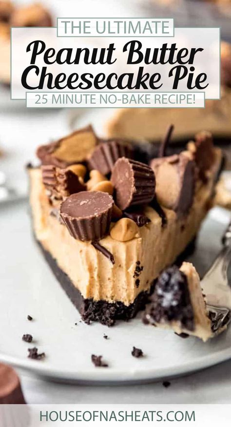 Peanut Butter And Cream Cheese, Peanut Butter Pie Recipe No Bake, Easy Peanut Butter Pie, Cream Cheese Pie, Chocolate Peanut Butter Pie, Peanut Butter No Bake, Cheesecake Pie, Peanut Butter Cheesecake, Peanut Butter Pie