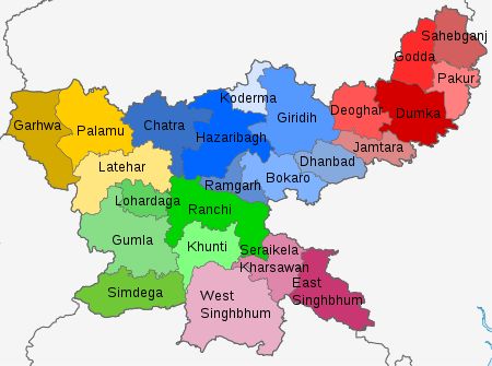 List of districts of Jharkhand - Wikipedia Jharkhand Map Hd, Jharkhand Map, World Geography Map, Geography Map, World Geography, Geography, Map, Quick Saves