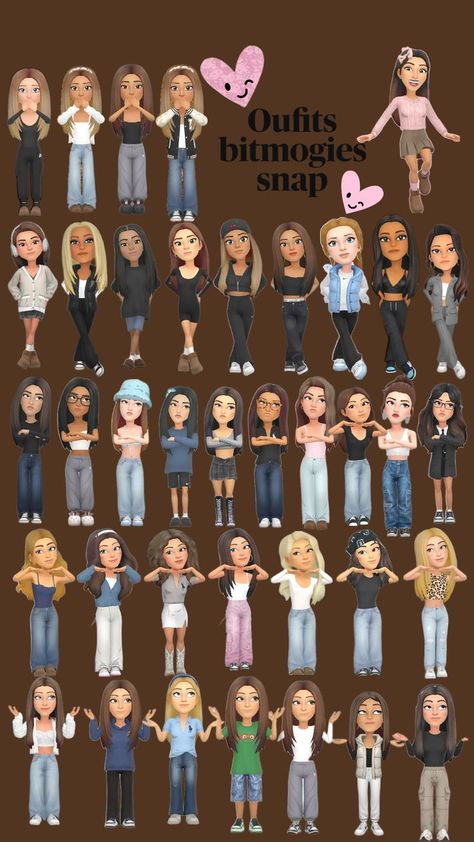 New Year Bitmoji Outfit, New Years Bitmoji Outfit, Curly Hair Bitmoji, Baddie Snapchat Outfits Bitmoji, Bitmoji In The Classroom, Bitmoji Outfits 2024, Funny Bitmoji Outfits, Snapchat Characters, Bitmoji Outfits Ideas Snapchat Fall