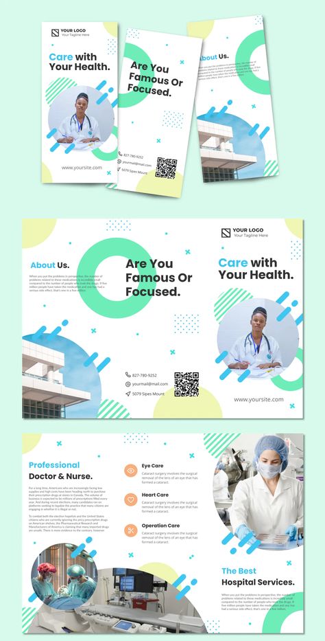 Medical Booklet Design, Hospital Brochure Design, School Brochure Design Creative, Medicine Graphic Design, Medical Brochure Design Layout, Brochure Design Creative Graphics, Medical Design Graphics, Medical Graphic Design, School Brochure Design