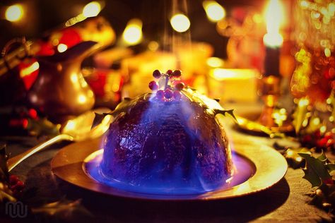 https://flic.kr/p/icHBdr | Flaming Christmas Pudding | Traditional Christmas pudding, flamed with French brandy. Selective focus on pudding. The perfect centrepiece to a festive Christmas lunch or dinner. 1st of 2 shots, this one with full flame and a lighter background. Festive Dessert Recipes, African Christmas, Figgy Pudding, Plum Pudding, Christmas Cake Recipes, Christmas Lunch, Christmas Pudding, Chocolate Peppermint, Christmas Goodies