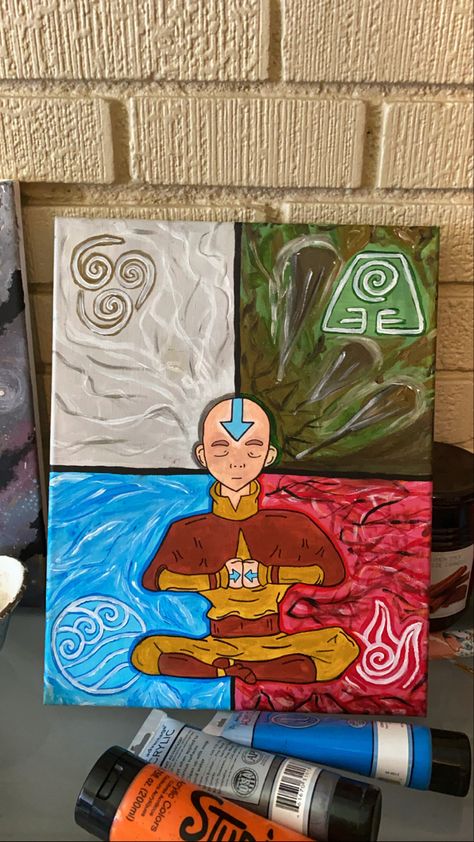 Easy Avatar Painting, Avatar The Last Airbender Art Painting, Avatar Painting The Last Airbender, Avatar The Last Airbender Canvas Art, Avatar Painting Ideas, Avatar Acrylic Painting, Avatar Canvas Painting, Avatar The Last Airbender Art Drawing, Atla Painting