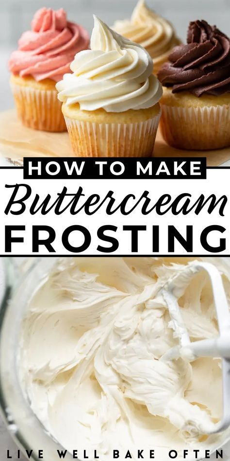 Easy Stiff Buttercream Frosting, Stiff Frosting, Smooth Buttercream Frosting Recipe, Smoothing Buttercream Frosting, Sunbutter Frosting, Professional Buttercream Frosting Recipe, Frosting For Cake, Frosting Flavors, Live Well Bake Often