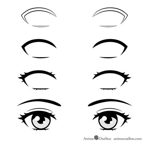 How to Draw Anime Eyelashes Step by Step - AnimeOutline How To Draw Anime Eyelashes, How To Draw Anime Eyes Step By Step, Anime Eyelashes Drawing, Anime Step By Step Drawing, Anime Closed Eyes, Anime Eyelashes, Easy Anime Eyes, Anime Lashes, How To Draw Eyelashes