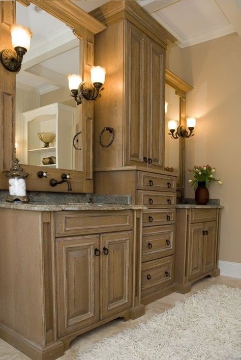 31 Bathroom Cabinet Ideas are Nice and Simple to Look Neat - Pandriva Mediterranean Bathroom Design Ideas, Bathroom Vanity With Tower, Mediterranean Bathroom, Cabinet Remodel, Master Bath Remodel, Gorgeous Kitchens, Dream Bathrooms, Minimalist Bathroom, Bathroom Renos