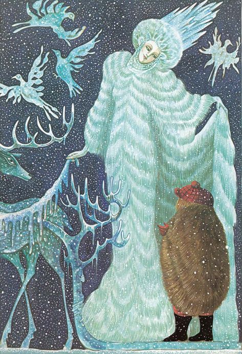 Best of ‘The Snow Queen’ Art, Part 2 | Indigo Xix How To Draw Snow, Snow Queen Illustration, Halftone Illustration, The Snow Queen, Cupid And Psyche, Queen Art, Hans Christian Andersen, Illustrator Artist, Hans Christian