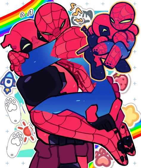 borenii_ on Twitter Spideypool Comic, Deadpool X Spiderman, Dibujos Anime Chibi, Superfamily Avengers, Deadpool Art, Deadpool And Spiderman, Spiderman 3, Deadpool Wolverine, Marvel Deadpool