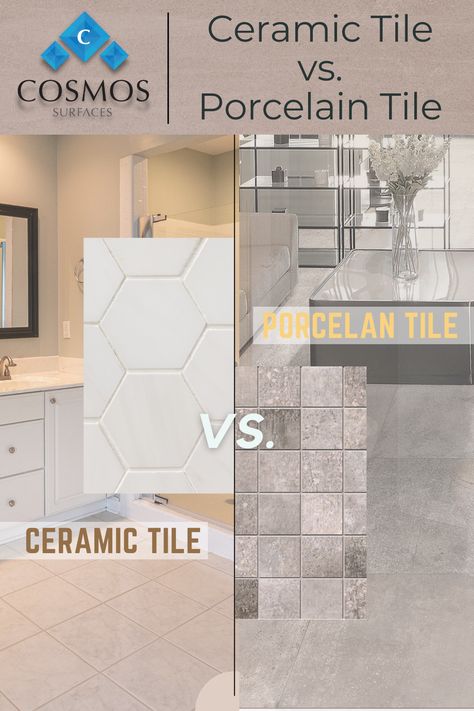 New blog from Cosmos Surfaces: Ceramic Tile vs. Porcelain Tile Ceramic Shower Tile, Tub Surrounds, Nautical Chic, Shower Walls, Tub Surround, Which Is Better, Color Tile, Shower Wall, Shower Tile