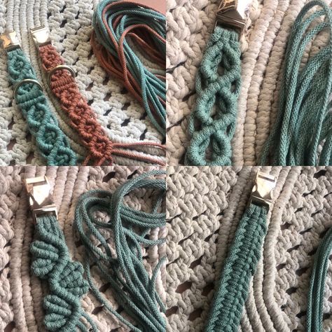 Now available! New designs for our dog collars! New Hardware is also available in different finishes making these truely customizable. Unique Dog Collars, Macrame Leaf, Collar Macrame, Macrame Table Runner, Macrame Decor, Handmade Macrame, Macrame Art, Dog Pin, Cute Keychain