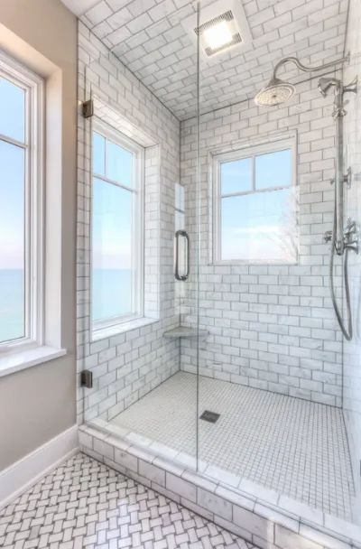 31 Shower Window Design Ideas - | Sebring Design Build Shower Windows Ideas, Window Design Ideas, Shower Window, Small Bathroom Window, Tile Walk In Shower, Beach Style Bathroom, Open Showers, Beautiful Bathroom Designs, Window In Shower