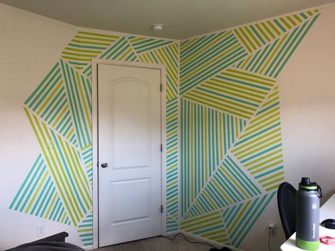 Paint Masking Tape Ideas, Tape Art Wall, Masking Tape Wall Art, Tape Art Ideas, Masking Tape Wall, Tape Mural, Painted Arch, Washi Tape Wall Art, Masking Tape Art