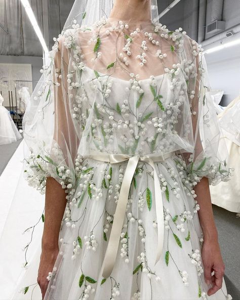 Monique Lhuillier on Instagram: “Lily of the Valley coming to life! 🤍🧵🪡 #moniquelhuillier #mlbride” Long Gowns, Monique Lhuillier, Dream Wedding Dresses, Lily Of The Valley, Wedding Themes, Fancy Dresses, Dream Dress, The Valley, Wedding Gown