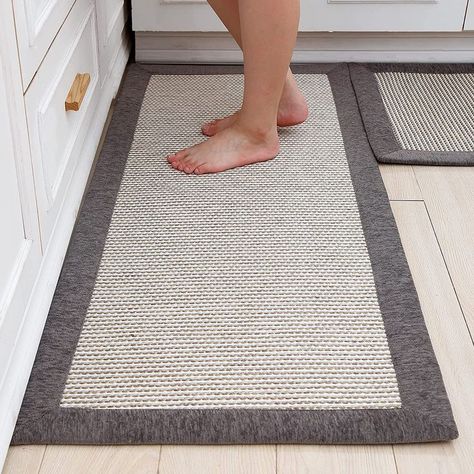 - 2 piece kitchen rug set - absorbent kitchen runner rugs - farmhouse kitchen rug set Kitchen Runner Rug Farmhouse, Farmhouse Kitchen Flooring, Kitchen Runner Rugs, Farmhouse Kitchen Rugs, Kitchen Staging, Farmhouse Runner Rug, Clean Kitchen Floor, Dirty Kitchen, Kitchen Rugs Washable