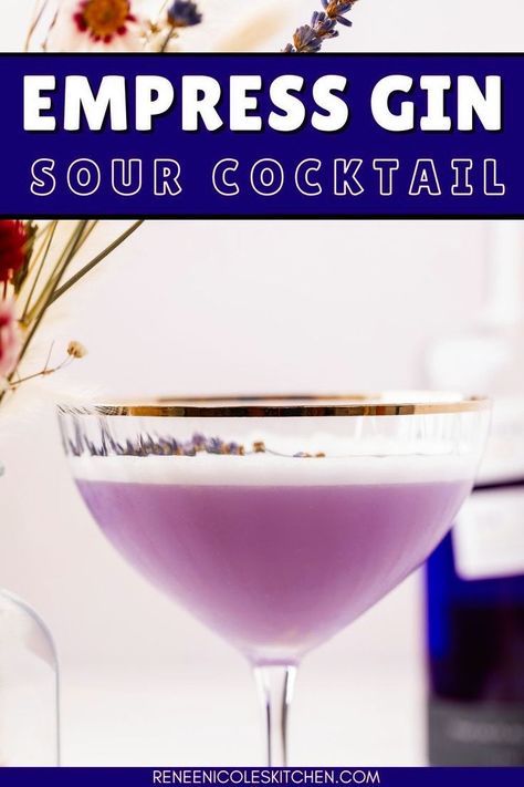 This 5-Minute Empress Gin Sour is an easy and stunning gin cocktail. With Empress 1908 Gin, it changes color from indigo to lavender, and features lemon, juniper, and coriander. Ready in five minutes, it's perfect for summer and gin tastings. Explore gin cocktail recipes, gin drinks, and classic gin cocktails. Try this favorite gin sour at your next cocktail making session. Discover more mixed drinks recipes and alcohol recipes now. Empress Gin, Empress 1908 Gin, Classic Gin Cocktails, Gin Sour, Spring Food, Gin Tasting, Gin Cocktail Recipes, Gin Drinks, Gin Cocktail