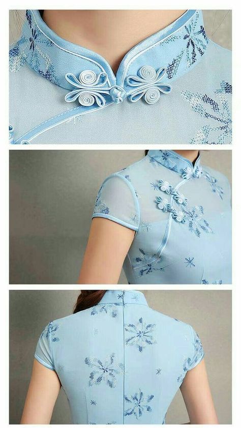 Asian Style Dress, Cotton Blouse Design, Chinese Style Dress, Neck Designs For Suits, Long Kurti Designs, Myanmar Dress Design, Long Dress Design, Kurta Neck Design, Unique Blouse Designs