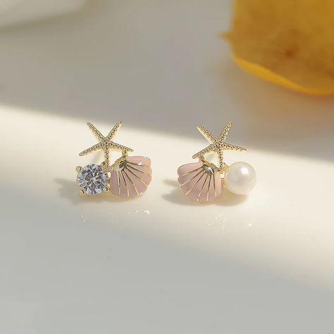 Stud Earrings Women Small Cute Pearl Fashion Wedding Jewelry Shipping Girls - Stud Earrings - Aliexpress Luxury Wedding Jewelry, Crystal Pearl Earrings, Beautiful Stud Earrings, Stella Marina, Starfish Earrings, Celtic Knots, Stud Earrings For Women, Valentines Jewelry, Birthday Jewelry Gift