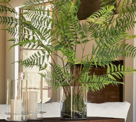 Faux Oversized Potted Fern | Pottery Barn Table Decor Centerpieces, Themed Centerpieces, Potted Ferns, Easter Decorations Table, Decor Centerpieces, Bush Plant, Condo Design, Decorations Table, Easter Brunch