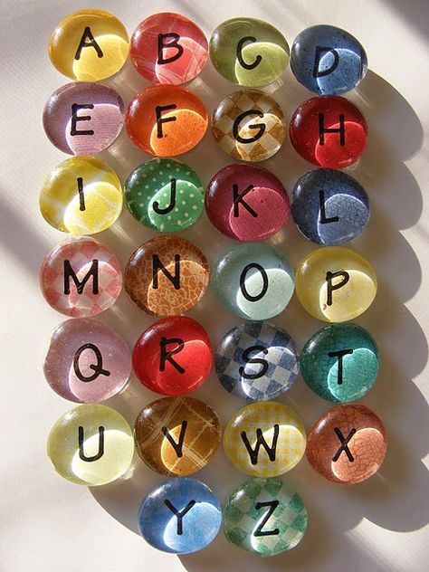 Such a cute change up from the regular brightly colored plastic letters you usually find on fridges. Letter Magnets, Alphabet Magnets, Eric Johnson, Everyday Art, Crafty Craft, Cute Crafts, Crafts To Do, Letters And Numbers, Craft Gifts