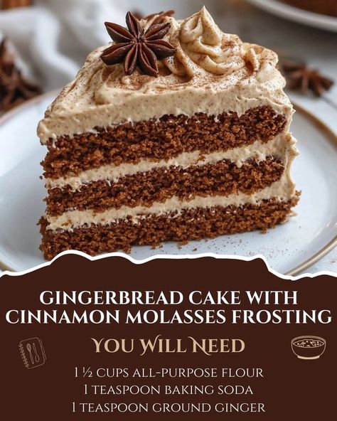 Flavorful Recipes | Gingerbread Cake with Cinnamon Molasses Frosting 🍰🍯 | Facebook Gingerbread Frosting Recipe Easy, Ginger Bread Cake With Cinnamon Molasses Frosting, Gingerbread Cake With Cinnamon Frosting, Gingerbread Cake With Cinnamon Molasses, Gingerbread Cake With Cinnamon Molasses Frosting, Molasses Cake Recipe, Molasses Cake Old Fashion, Gingerbread Cake With Molasses Frosting, Molasses Frosting