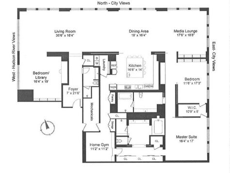 2 Story Penthouse Floor Plan, Penthouse Floor Plan, 2 Story Penthouse, Two Story Penthouse, Bedroom Library, Penthouse View, Warehouse Living, North City, Library Bedroom