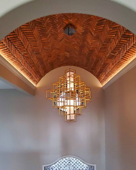 Terracota Ceiling, Terracotta Ceiling, Terracotta Jali Design, Terracotta Jali Partition Interior, Terracotta Pendant Designs, Teracotta Pendant Lights, Barrel Ceiling, Ceiling Detail, False Ceiling Design