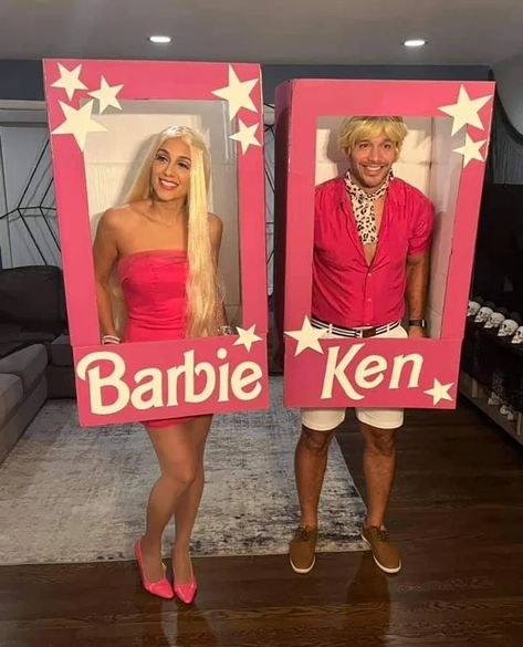 Copy These 12 Fun Looks For Barbie Halloween Costume Cardboard Box Halloween Costumes, Box Halloween Costumes, Two Person Halloween Costumes, Barbie And Ken Costume, Boxing Halloween Costume, Best Diy Halloween Costumes, Barbie Halloween Costume, Theme Carnaval, Box Costumes