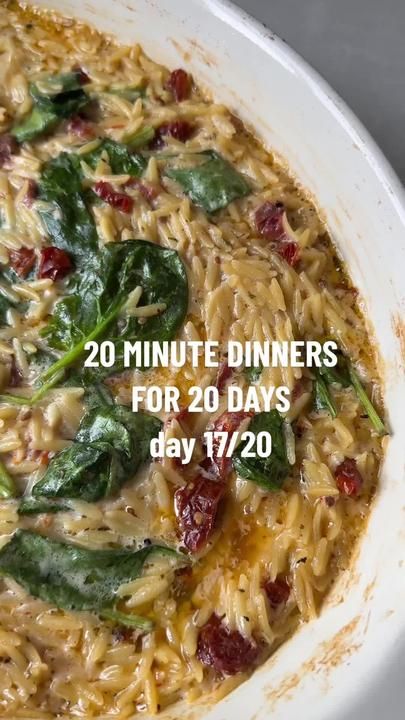 My Boursin Spinach & Sun-dried Tomato Orzo Bake is one of the easiest ... | TikTok Boursin Spinach, Orzo Bake, Boursin Cheese Recipes, Cheesy Orzo, Tomato Oil, Boursin Recipes, Tomato Orzo, Orzo Pasta Recipes, Orzo Dishes