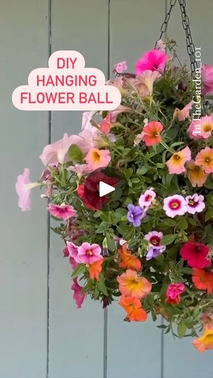 Diy Flower Ball, Balcony Oasis, Hanging Baskets Diy, Hanging Flower Arrangements, Front Porch Flower Pots, Dollar Tree Flowers, Hanging Wire Basket, Outdoor Improvements, Hanging Plants Diy