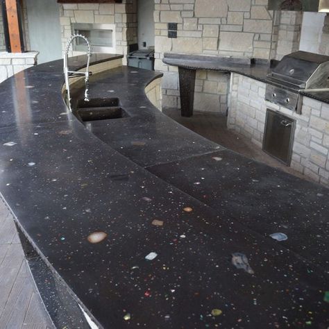 Dark Concrete Countertops, Diy Cement Countertops, Black Concrete Countertops, Stained Concrete Countertops, Cement Countertops, Green Countertops, Kitchen Island Cabinets, Diy Kitchen Countertops, Concrete Countertops Kitchen