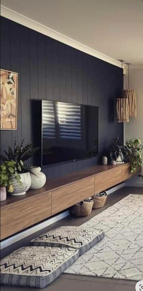 Basement Living Rooms, Tv Wall Decor, Accent Walls In Living Room, غرفة ملابس, Living Room Remodel, Room Remodeling, Living Room Inspo, New Living Room, Living Room Tv