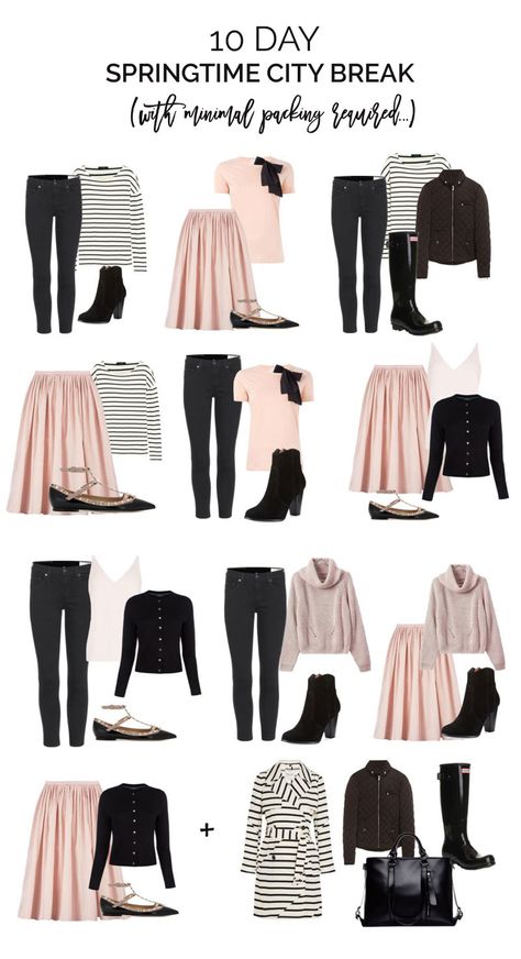 packing for a 10-day springtime city break, with limited wardrobe options Fesyen Islam, Outfit Essentials, Stile Hijab, Mode Tips, Fashion Capsule Wardrobe, Fashion Terms, Fashion Vocabulary, Clothes And Shoes, Capsule Outfits