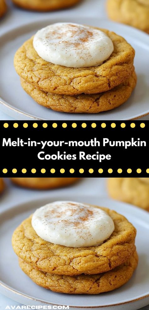 Craving pumpkin cookies? This Melt-in-your-mouth Pumpkin Cookies Recipe is a must-try! Among the best pumpkin recipes, it’s an easy cookies recipe ideal for lunch recipes or dinner recipes. Easy Cookies Recipes, Pumpkin Cookies Recipe, Pumpkin Cookie Recipe, Brown Sugar Cookies, Pumpkin Recipe, Homemade Pumpkin Puree, Spice Cookies, Cookie Frosting, Pumpkin Flavor