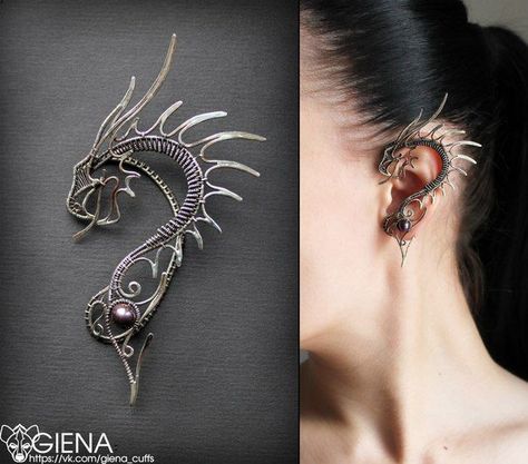 Armor Boots, Dragon Ear Cuffs, Wire Creations, Ear Cuff Jewelry, Rings Ideas, Ear Clips, Dragon Jewelry, Cuff Jewelry, Textile Jewelry