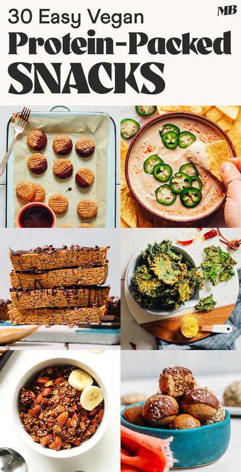 DELICIOUS, protein-packed snack ideas (all with 4+ grams protein per serving & most with 5-10 grams!). Find wholesome cookies, nut & seed-filled granola bars, bean-packed dips & more! Plant Protein Snacks, Protein Snacks Vegetarian, Plant Protein Recipes, High Protein Vegan Snacks, Vegan Protein Snacks, Easy Granola Bars, Vegan Snack Ideas, Grain Free Snacks, Protein Goals