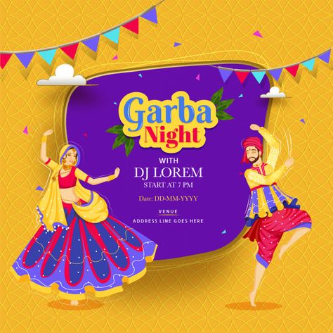 Dance Event Poster, Garba Night, Navratri Garba, Navratri Festival, Dance Event, Digital Banner, Dance Poster, Indian Festival, Event Banner