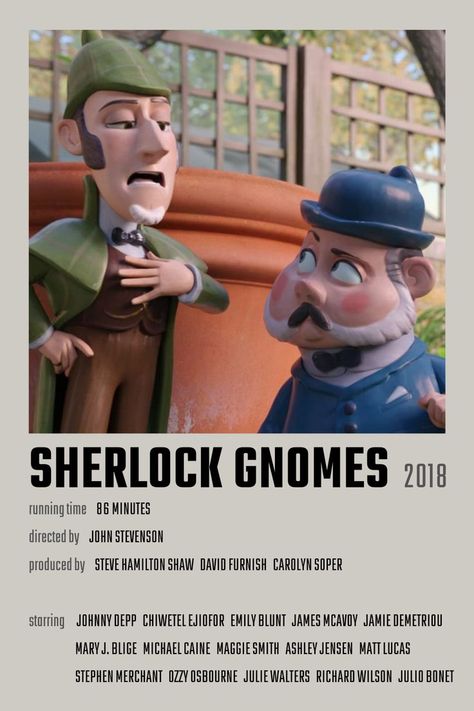 Sherlock Gnomes Movie Poster Sherlock Gnomes, Ashley Jensen, Gnome Wallpaper, Chiwetel Ejiofor, Richard Wilson, David Furnish, Julie Walters, Watson Sherlock, Movie Wall