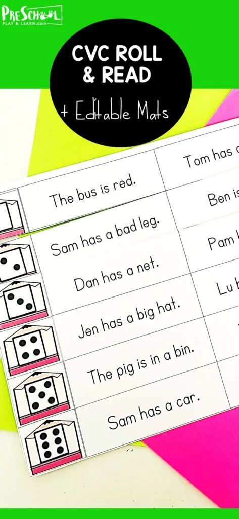 These cvc sentence reading activity is a great activity for preschool, pre-k, and kindergarten age children. Simply print cvc printables to work on cvc sentences to read.  For these cvc sentence activities students will roll a dice to decide which sentence to read. Cvc Games Free, Cvc Sentences, Roll A Sentence Free Printable, Roll And Read Sentences, Cvc Sentences For Kindergarten, I Can Read Simple Sentences, Roll And Read Sentences Free, Decodable Sentences Kindergarten, I Can Read Cvc Stories