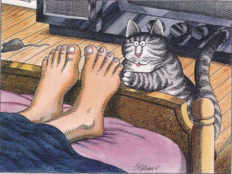 Kliban Cat Tickling Feet - Tickle, Tickle, Tickle! Kliban Cat, Cat Calendar, Cat Comics, Cat Artwork, Cat Boarding, Cats Illustration, Cat Paws, Cat Drawing, Cartoon Cat