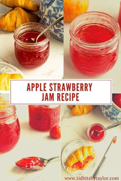 Strawberry Apple Jelly Recipe, Apple Jams And Jellies, Strawberry Apple Recipes, Strawberry Watermelon Jam, Strawberry Apple Jam, Unique Jam Recipes, Haskap Recipes, Strawberry Pineapple Jam, Strawberry Jams