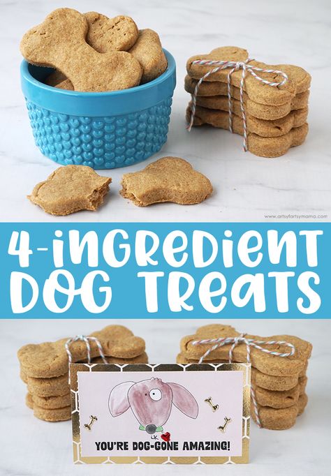 4-Ingredient Dog Treats | artsy-fartsy mama Dog Treats Homemade, Pet Treats Recipes, Masters Gift, Doggie Treats, Basket Diy, Deco Foil, Treats Recipes, Pet Ideas, Calorie Counter