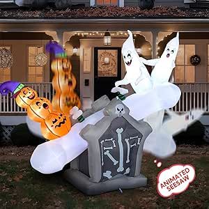 Halloween Decor Outdoor, Two Ghosts, Halloween Blow Ups, Halloween Outdoor Decoration, Animated Halloween, Inflatable Decorations, Halloween Inflatables, Halloween Yard Decorations, Halloween Yard