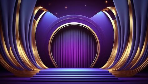 Blue purple golden curtain stage award b... | Premium Photo #Freepik #photo #purple-luxury #elegant #elegant-design #premium-poster Stage Graphic Design, Luxury Stage Design, Church Backgrounds Stage Design, Stage Background Design, Elegant Background Design, Award Background, Event Poster Design Inspiration, Golden Curtains, Ford Mustang Wallpaper