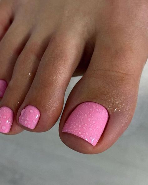 Pink Toe Nails Ideas, Pink Toe Nail Designs, Hot Pink Pedicure, Pink Pedi, Cute French Tips, Summer Toenails, Hot Pink Toes, Pink Pedicure, Pink Toe Nails