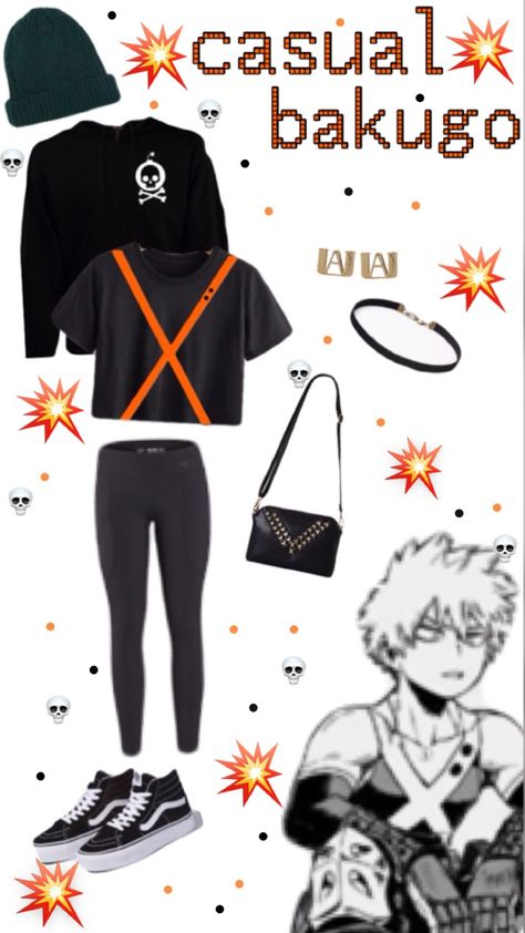 casual blasty boi 👀 Bnha Inspired Outfits, Bakugou Casual Clothes, Bakugou Outfit Inspiration, Bakugo Outfit Ideas, Bakugou Inspired Outfit, Bakugo Inspired Outfit, Anime Fashion Outfits Inspiration, Character Inspired Outfits Anime, Anime Character Inspired Outfits