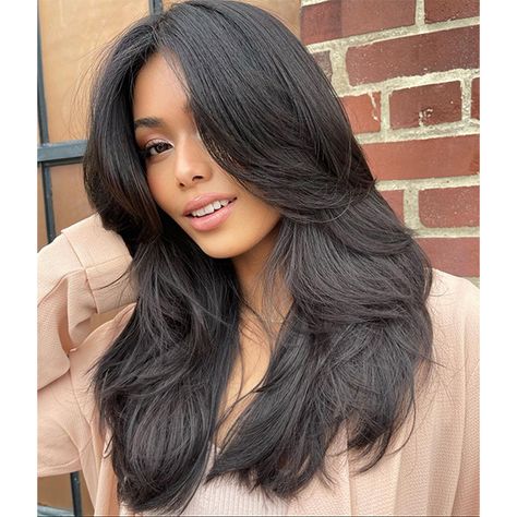 90s Haircuts Medium, 40 Hairstyles, Layered Thick Hair, Long Hair Wigs, Synthetic Lace Wigs, Haircut Inspiration, Hairstyles Women, Hair Medium, Long Brown Hair