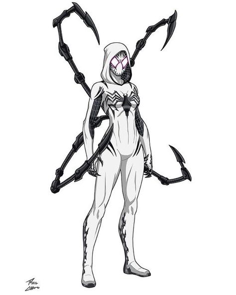 Spider Gwen Suit, Spidey Sona, Spider Sonas, Spiderman Villains, Spider Suits, Spiderman Oc Art, Spider Oc, Marvel Universe Art, Spider Suit