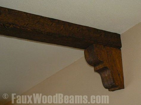 Decorative Wooden Ceiling Beams, Ceiling Beams With Corbels, Beam With Corbels, Interior Corbels, Wood Corbels In Doorway, Curved Wood Ceiling Beams, Tudor Beams, Wood Beam Ceiling Transition, Curved Glulam Beams