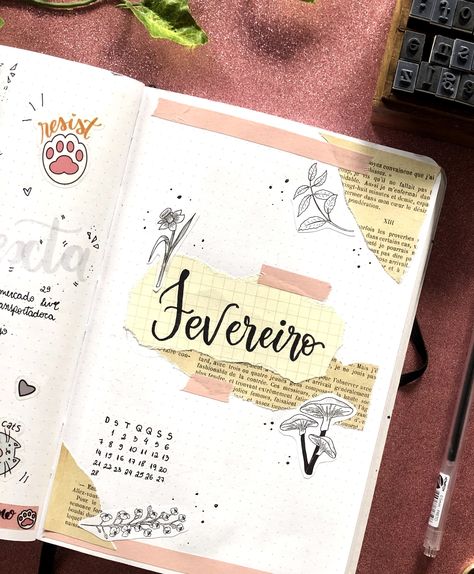 Planeje comigo o mês de fevereiro no Bullet Journal Ideas Para Boulet Journal, Bulett Jornal Ideas, Bullet Journal 2023, 2023 Bullet Journal, Ballet Journal, Boulet Journal, Bullet Journal Work, Bullet Journal Tracker, Bullet Planner